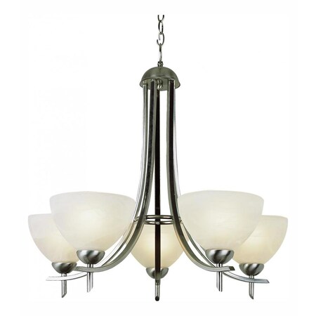 Stewart 5 Light Alabaster Chandelier with Marbleized Glass Shades Stewart 5 Light Alabaster Chandelier with Marbleized Glass Shades